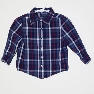 Cherokee Plaid Button Down Polo 12m